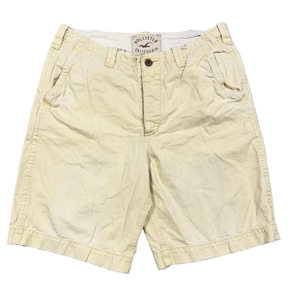 Vintage Y2K Hollister Chino Shorts Men 36 Light Tan Khaki Loose Baggy Faded Twil
